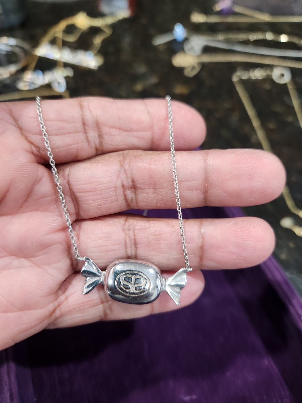 SIS (SIMONE I SMITH) Silver Candy Pendant Necklace with Green Crystals - Picture 3 of 3